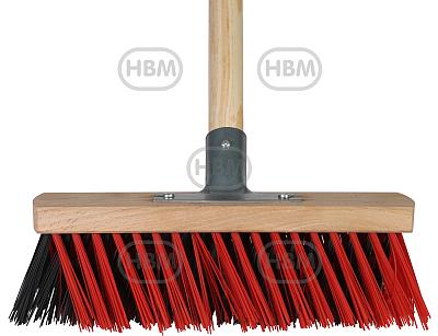 Broom 30 cm red/black with handle (61135)